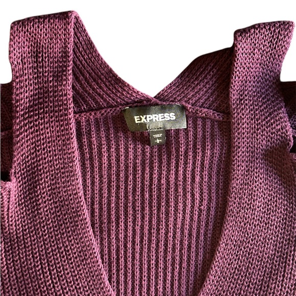 Express Purple Cold Shoulder Sweater - Picture 4 of 5